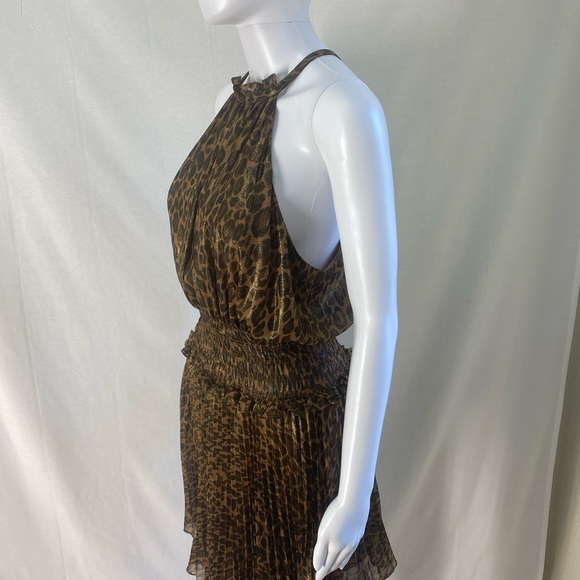 BCBG Max Azaria animal print/leopard printed smocked waisted halter dress - Picture 3 of 14